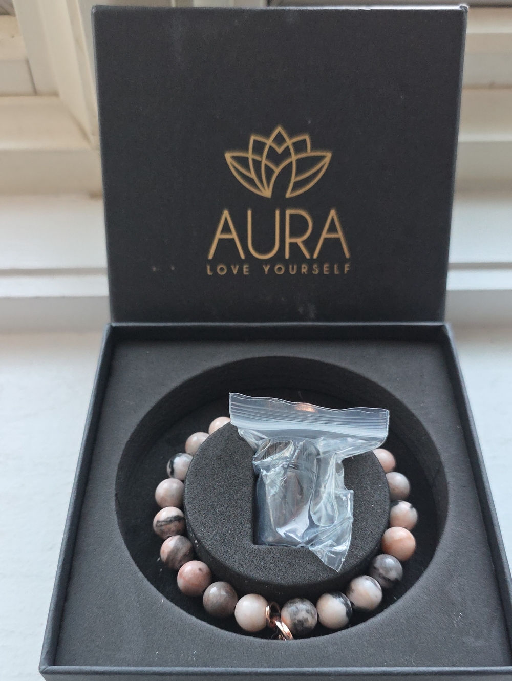 Aura Pink and Gray Beaded Stretch Bracelet